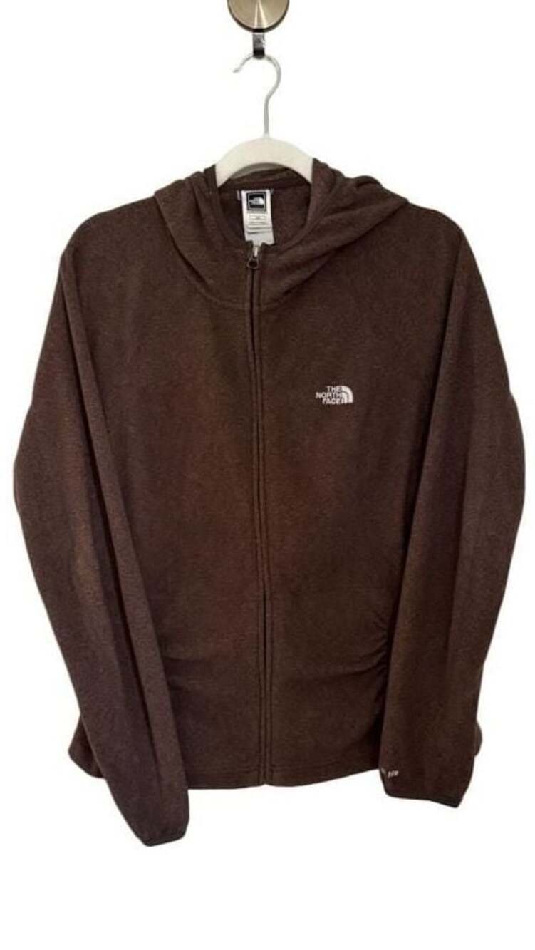 The North Face Women's Brown TKA 100 Full Zip Hooded Fleece Sweater large